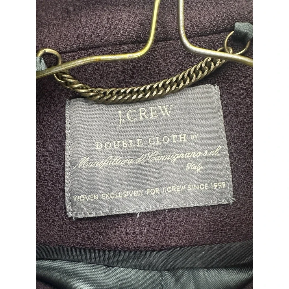 J.Crew Classic Lady Day Coat Italian Double Cloth Wool Eggplant Women's Size 4 ? - Picture 9 of 10